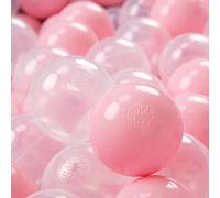 KiddyMoon Soft Plastic Play Balls 300 Balls/7Cm-2.75In Multi-Colour Made In EU, Light Pink/Transparent