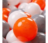 KiddyMoon Soft Plastic Play Balls 300 Balls/7Cm-2.75In Multi-Colour Made In EU, Orange/Grey/White