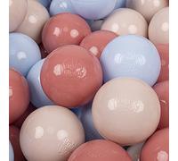 KiddyMoon Soft Plastic Play Balls 300 Balls/7Cm-2.75In Multi-Colour Made In EU, Pastel Beige/Pastel Blue/Salmon Pink