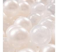KiddyMoon Soft Plastic Play Balls 300 Balls/7Cm-2.75In Multi-Colour Made In EU, Pearl/Transparent