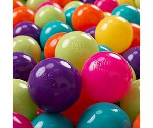 KiddyMoon Soft Plastic Play Balls 50 Balls/7Cm-2.75In Multi-Colour Made In EU, L.Green/Yellow/Turquoise/Orange/D.Pink/Purple