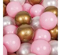 KiddyMoon Soft Plastic Play Balls 50 Balls/7Cm-2.75In Multi-Colour Made In EU, Light Pink/Pearl/Gold