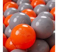 KiddyMoon Soft Plastic Play Balls 50 Balls/7Cm-2.75In Multi-Colour Made In EU, Orange/Grey
