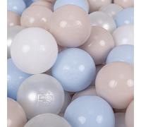 KiddyMoon Soft Plastic Play Balls 50 Balls/7Cm-2.75In Multi-Colour Made In EU, Pastel Beige/Pastel Blue/White/Pearl