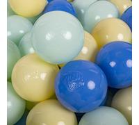 KiddyMoon Soft Plastic Play Balls 50 Balls/7Cm-2.75In Multi-Colour Made In EU, Pastel Yellow/Blue/Mint