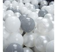 KiddyMoon Soft Plastic Play Balls ∅ 6Cm / 2.36 Multi Colour Made In EU, White/Grey/Pearl,300 Balls/6Cm-2.36In