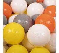 KiddyMoon Soft Plastic Play Balls ∅ 6Cm / 2.36 Multi Colour Made In EU, Yellow/White/Grey/Orange,500 Balls/6Cm-2.36In