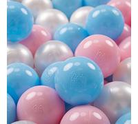 KiddyMoon Soft Plastic Play Balls 700 Balls/7Cm-2.75In Multi-Colour Made In EU, Baby Blue/Light Pink/Pearl