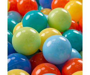 KiddyMoon Soft Plastic Play Balls 700 Balls/7Cm-2.75In Multi-Colour Made In EU, L.Green/Orange/Turquoise/Blue/Babyblue/Yellow