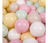 KiddyMoon Soft Plastic Play Balls 700 Balls/7Cm-2.75In Multi-Colour Made In EU, Pastel Beige/Pastel Yellow/White/Mint/Light Pink