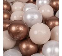 KiddyMoon Soft Plastic Play Balls 100 Balls/7Cm-2.75In Multi-Colour Made In EU, Pastel Beige/Copper/Pearl