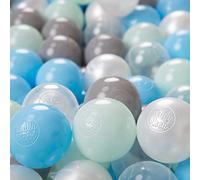KiddyMoon Soft Plastic Play Balls For Children 100 Balls/6Cm-2.36In Colourful Made In EU, Pearl/Grey/Transparent/Baby Blue/Mint