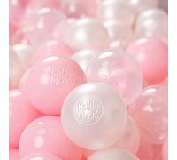 KiddyMoon Soft Plastic Play Balls For Children 1200 Balls/6Cm-2.36In Colourful Made In EU, Light Pink/Pearl/Transparent