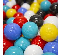 KiddyMoon Soft Plastic Play Balls For Children 200 Balls/6Cm-2.36In Colourful Made In EU, Black/White/Blue/Red/Yellow/Turquoise