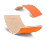 KiddyMoon Wooden Balance Board For Children Wooden Swing Board Montessori Toy For Kids Balancing Board For Babies Wooden Toys Wobble Board 80X30cm, Natural/Orange Felt