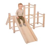 KiddyMoon Wooden Playground With A Slide For Kids, Natural