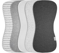 KiddyStar 5-Pack Baby Bean Burp Cloths, Organic Cotton, Large Size, Triple Layer, Thick, Soft and Absorbent Towels, Burping Rags for Newborns, Baby Shower Gift for Boys and Girls … (Dark Grey)