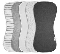 KiddyStar 5-Pack Baby Bean Burp Cloths, Organic Cotton, Large Size, Triple Layer, Thick, Soft and Absorbent Towels, Burping Rags for Newborns, Baby Shower Gift for Boys and Girls … (Dark Grey)