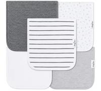 KiddyStar 5-Pack Baby Burp Cloths, Organic Cotton, Large 21"x10", Triple Layer, Thick, Soft and Absorbent Towels, Burping Rags for Newborns, Baby Shower Gift for Boys and Girls (Grey)
