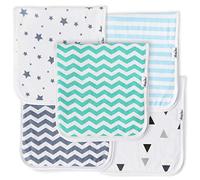KiddyStar Baby Burp Cloths for Boys 5 Pack, Organic Cotton, Large 21"x10", Triple Layer, Thick, Soft and Absorbent Towels, Burping Rags for Newborns, Baby Shower Gift