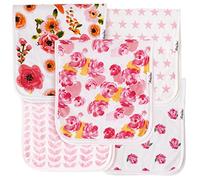 KiddyStar Baby Burp Cloths for Girls, Organic Cotton, 5 Pack, Large 21"x10", Triple Layer, Thick, Soft and Absorbent Towels, Burping Rags for Newborns, Baby Shower Gift