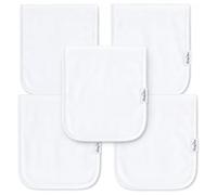 KiddyStar Organic Cotton, 5-Pack Baby Burp Cloths, Large 21"x10", Triple Layer, Thick, Soft and Absorbent Towels, Plain White Burping Rags for Newborns, Baby Shower Gift for Boys and Girls