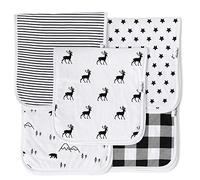 KiddyStar® Organic Cotton Baby Burp Cloths, 5 Pack Baby Towels, Large 21''X10'' Soft and Absorbent Burping Towel for Newborns (Grey 2)