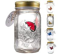 KIDELI Butterfly Collection, LED Light Romantic Glass Animated Butterfly in a Jar Gift Decoration (Red)