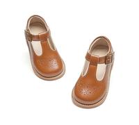 Kiderence Toddler Little Girls Mary Jane Dress Shoes School Oxford for Girls Brown Flats Size 11M