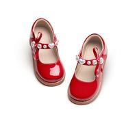 Kiderence Toddler Little Girls Mary Jane Dress Shoes School Oxford for Girls Red Flats Size 4M