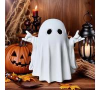 KIDHABE Halloween Funny Ghost Figurine with Rock Hand- Glossy Resin Halloween Ghost Decor, Spooky Home Decorations for Music Lovers, Gothic Desk Ornament, Novelty Rock and Roll Gift