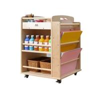 Kidi House Art Activity Rolling Utility Cart Multi-Functional Movable Storage Cabinet Crafts Supply Wooden Storage Organizer Cabinet and Shelves Classroom Furniture for Kids