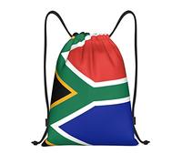 KIDINN South Africa Flag Print Drawstring Bags,Adjustable Drawstring Bag, Black, M, Classic