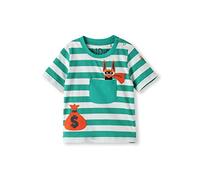 kIDio Organic Cotton - Baby Infant Toddler T-Shirt Bandit Rabbit Pocket Applique - Green Stripes Boy Girl Summer Short Sleeve Tee [6M (3-6 Months)]