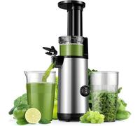 KIDISLE Compact Juicer Powerful Cold Press Juicer High Juice Yield Juicer Machines Easy to Clean Professional Slow Masticating Juicers for Fruits and Vegetables Reverse Function 600ml Cup Brush