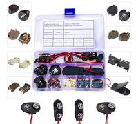 Kidisoii Battery Holders Assorted Kit, CR2032 CR2450 CR1220 Button Coin Cell Battery Holder with Wires On Off Switch, I-Type & T-Type 9V Battery Connector Lead Wire for Electronics DIY Assortment