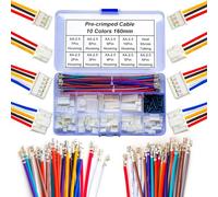 Kidisoii JST Connector Kit,JST 2.54 JST-XA 2.54mm 2P 3P 4P 5P 6P 7P 8P 9P 10P Connector with 22AWG Pre-Crimped Wire (KI-JST-A-XA)