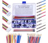 Kidisoii JST HY2.0 to Dupont2.54 JST Dupont Connector Kit and Pre-Crimped 22AWG Cable,Compatible with JST-HY 2.0mm & Dupont 2.54mm Cable 1/2/3/4/5/6/7/8/9/10Pin Housing 160mm Wire (HY-to-Dupont)