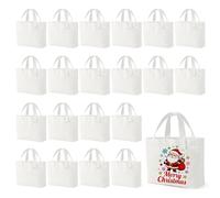 KIDJFGG 24 Pack Small Canvas Tote Bags, Mini Tote Bags Bulk for Women, DIY Blank Reusable Cute Sublimation Tote Bag with Handles & D Ring for Lunch, Party Favors, Wedding Gifts & Crafts (White)
