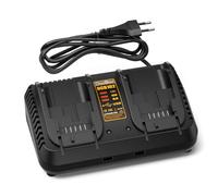 Kidken Dual Port Battery Charger Compatible with Dewalt DCB115 18V XR, 3.0A 12V-20V MAX Li-Ion Fast Charger with 2 2.1A USB Ports Compatible with Dewalt 18V DCB Battery Replacement Charger (Black)