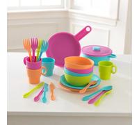 Kidkraft Bright 27-Piece Toy Play Cookware Set | Play Kitchen Plate Set