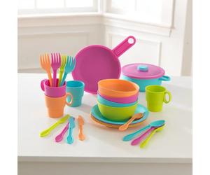Kidkraft Bright 27-Piece Toy Play Cookware Set | Play Kitchen Plate Set