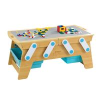 KidKraft Building Bricks Play N Store Wooden Table with 200+ Bricks, 3 Bins