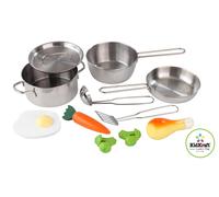 Kidkraft Deluxe Cookware Set with Play Food | Metal Play Pan Set