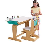 KidKraft Grow Together Pocket Adjustable Kids' Desk and Chair Set with Storage Pockets, Kids Children's Playroom/Bedroom Furniture, 20307