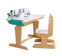 KidKraft Grow Together Pocket Adjustable Desk with Hutch & Chair Natural Colour