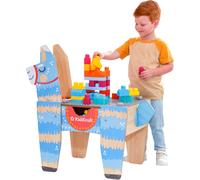 KidKraft Llama Piñata Building Bricks Wooden Table with 50 Blocks, Activity Table with toy storage, Kids' Toys, 20421