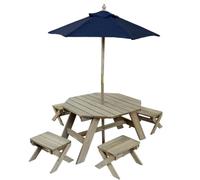 KidKraft Octagon Wooden Garden Table and Chair set for Kids with Parasol, Outdoor Garden Furniture For Children, 20176, Amazon Exclusive