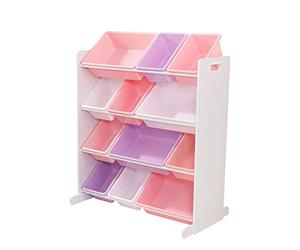 KidKraft Pastel Sort It and Store It Toy Organiser, Kids' Storage Unit with 12 Plastic Bins, Removable Storage Boxes, Children's Playroom/Bedroom Furniture, 15450