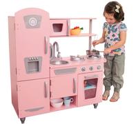 KidKraft Pink Vintage Toy Kitchen, Wooden Play Kitchen with Toy Phone, Kids' Kitchen set with Retro Toy Fridge, 53179 - Amazon Exclusive